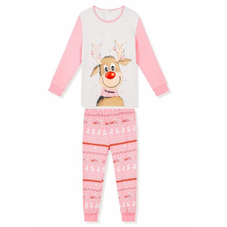 Dívčí vánoční pyžamo Kugo se sobem - 100% bavlny vyšší gramáže
