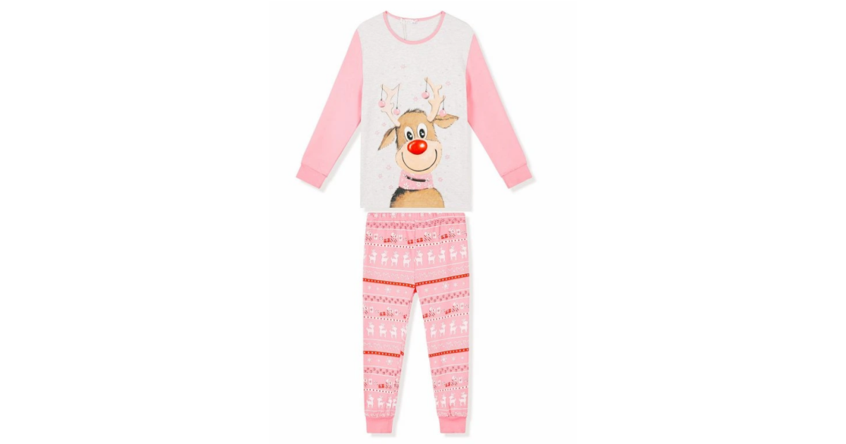 Dívčí vánoční pyžamo Kugo se sobem - 100% bavlny vyšší gramáže