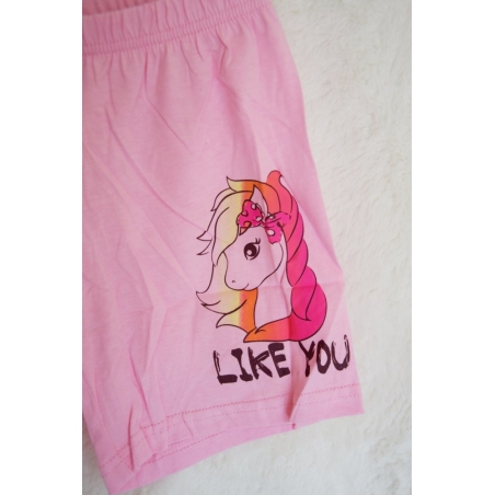 Dívčí letní pyžamo s jednorožcem - krátký rukáv + kraťasy