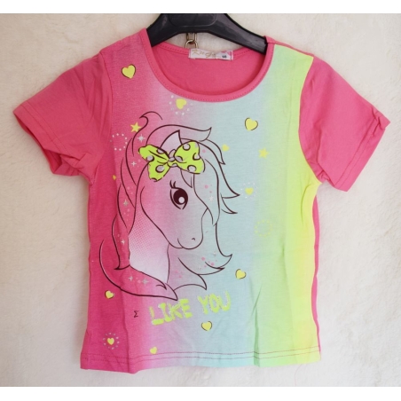 Dívčí letní pyžamo s jednorožcem - krátký rukáv + kraťasy