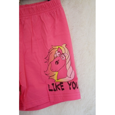 Dívčí letní pyžamo s jednorožcem - krátký rukáv + kraťasy