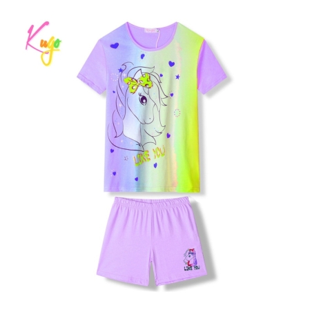Dívčí letní pyžamo s jednorožcem - krátký rukáv + kraťasy