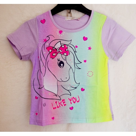 Dívčí letní pyžamo s jednorožcem - krátký rukáv + kraťasy
