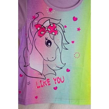 Dívčí letní pyžamo s jednorožcem - krátký rukáv + kraťasy
