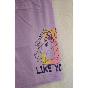 Dívčí letní pyžamo s jednorožcem - krátký rukáv + kraťasy