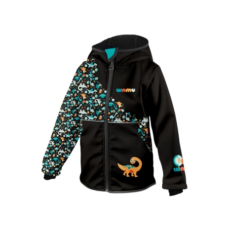 Softshellová bunda dětská, DINOSAUŘI, černo-hnědá WAMU