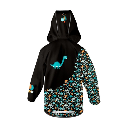 Softshellová bunda dětská, DINOSAUŘI, černo-hnědá WAMU