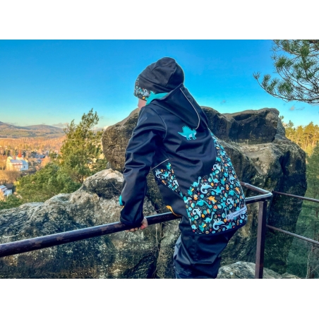 Softshellová bunda dětská, DINOSAUŘI, černo-hnědá WAMU