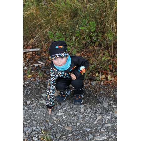 Softshellová bunda dětská, DINOSAUŘI, černo-hnědá WAMU