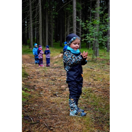 Softshellová bunda dětská, DINOSAUŘI, černo-hnědá WAMU