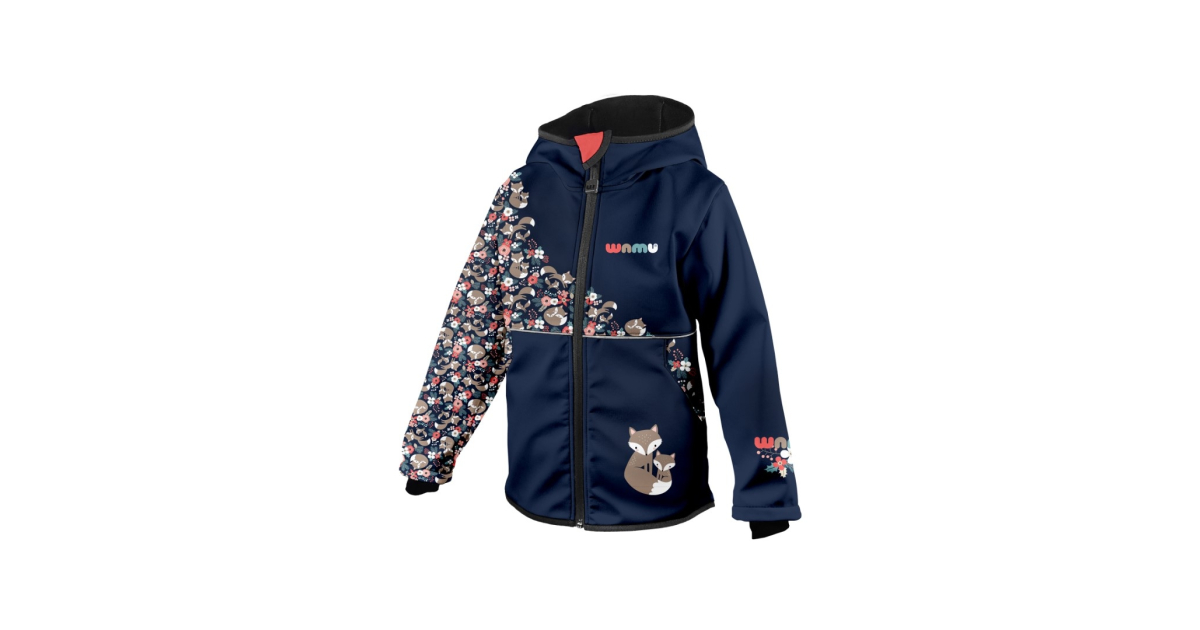 Softshellová bunda dětská, LIŠKY, tm. modrá WAMU