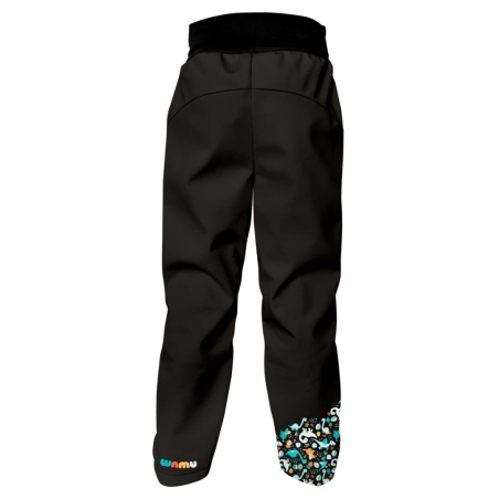 Softshellové kalhoty dětské WAMU , DINOSAUŘI, černo-hnědá