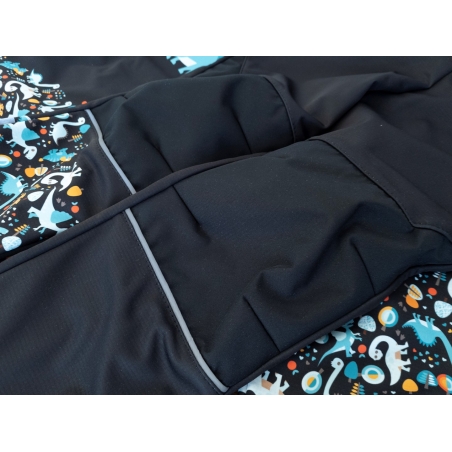 Softshellové kalhoty dětské WAMU , DINOSAUŘI, černo-hnědá