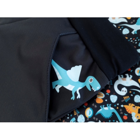 Softshellové kalhoty dětské WAMU , DINOSAUŘI, černo-hnědá