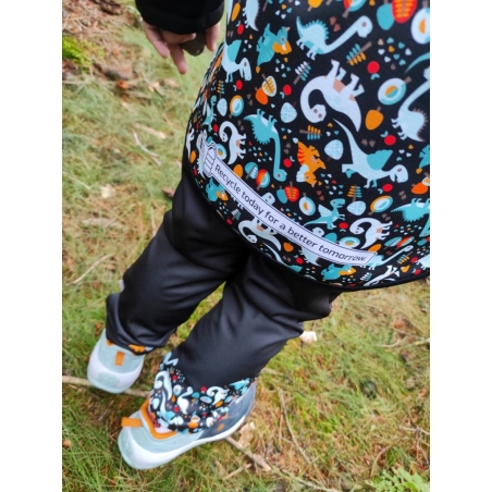 Softshellové kalhoty dětské WAMU , DINOSAUŘI, černo-hnědá