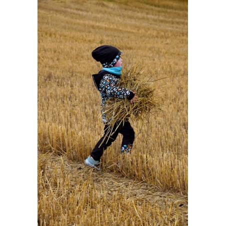 Softshellové kalhoty dětské WAMU , DINOSAUŘI, černo-hnědá