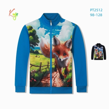 Teplá chlapecká mikina Kugo PT2512 liška tm. modrá