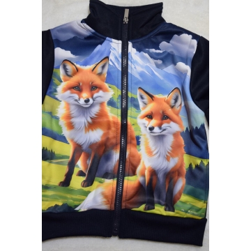 Teplá chlapecká mikina Kugo PT2512 liška tm. modrá