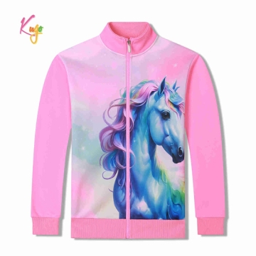 Teplá dívčí mikina Kugo PT2506 koníček růžová