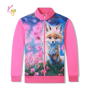 Teplá dívčí mikina Kugo PT2506 liška tm.růžová