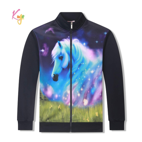 Zateplená mikina pro holčičky s motivem koníčka