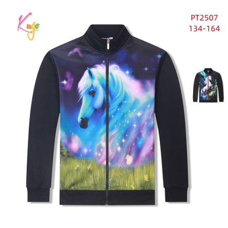 Zateplená mikina pro holčičky s motivem koníčka