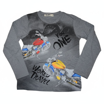 Chlapecké tričko dlouhý rukáv motorka  šedá