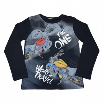 Chlapecké tričko dlouhý rukáv motorka černá