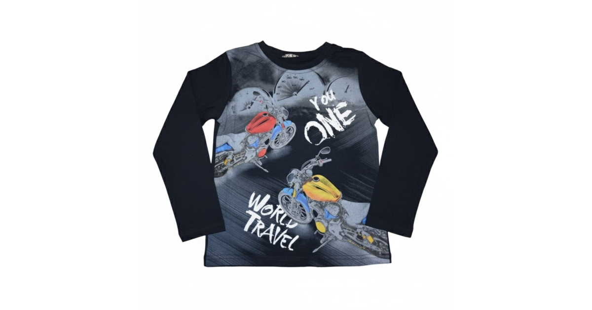 Chlapecké tričko dlouhý rukáv motorka černá