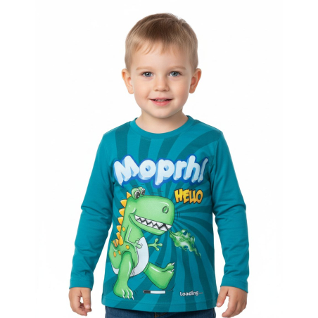 Chlapecké tričko dlouhý rukáv dinosaurus - šedá