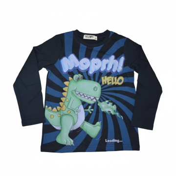 Chlapecké tričko dlouhý rukáv dinosaurus - černá