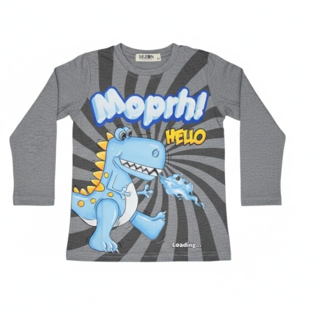 Chlapecké tričko dlouhý rukáv dinosaurus - šedá