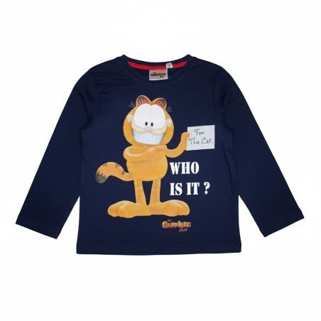 Chlapecké tričko dlouhý rukáv kocour Garfield - tm.modrá