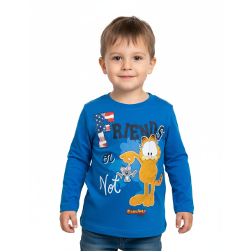 Chlapecké tričko dlouhý rukáv kocour Garfield -modrá