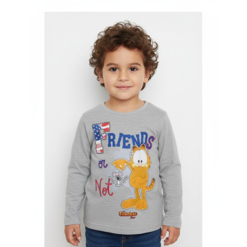 Chlapecké tričko dlouhý rukáv kocour Garfield - šedá