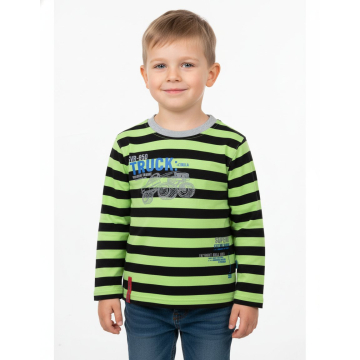 Chlapecké tričko dlouhý rukáv Kugo proužek AUTO zelená