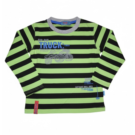 Chlapecké tričko dlouhý rukáv Kugo proužek AUTO zelená