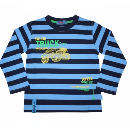 Chlapecké tričko dlouhý rukáv Kugo proužek AUTO