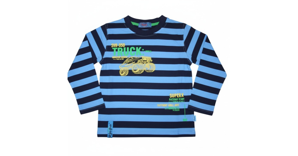 Chlapecké tričko dlouhý rukáv Kugo proužek AUTO