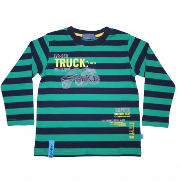 Chlapecké tričko dlouhý rukáv Kugo proužek AUTO