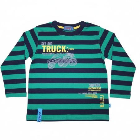 Chlapecké tričko dlouhý rukáv Kugo proužek AUTO