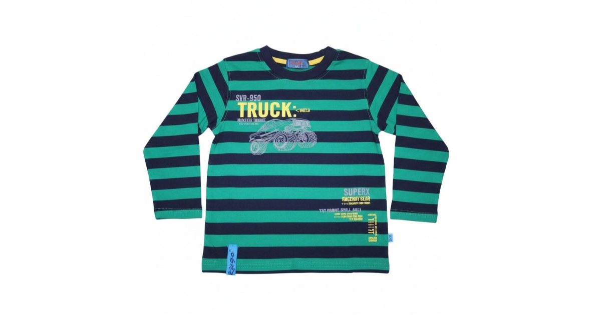 Chlapecké tričko dlouhý rukáv Kugo proužek AUTO