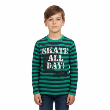 Chlapecké tričko dlouhý rukáv Kugo proužek