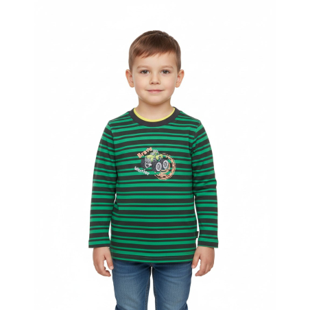 Chlapecké tričko dlouhý rukáv Kugo proužek AUTO