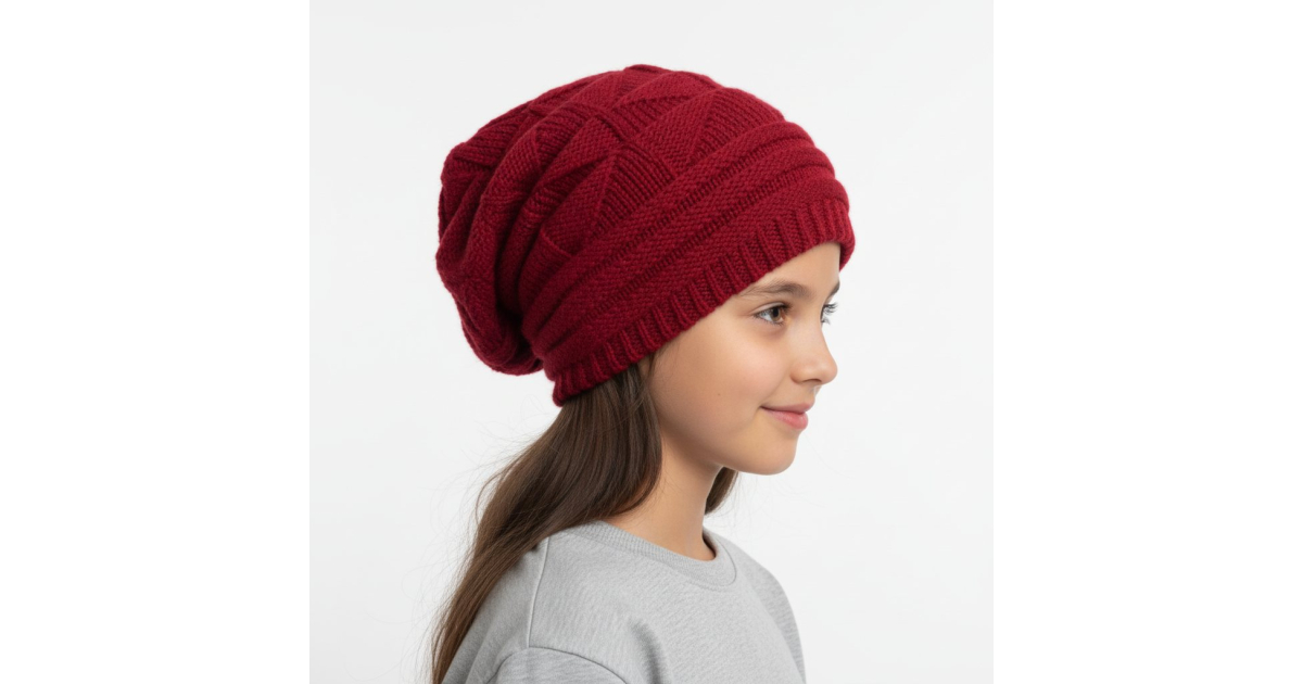 Dívčí pletená zimní čepice homeless - vínová