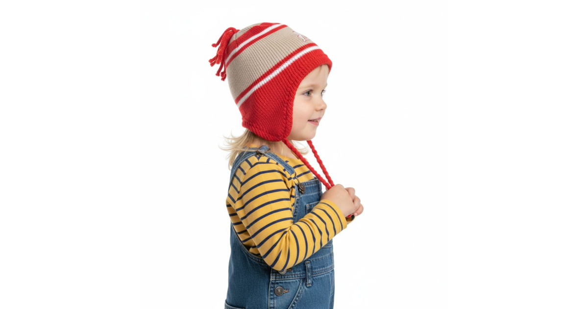 Pletená zimní čepice PLETEX na 2-4 roky MOTÝLEK