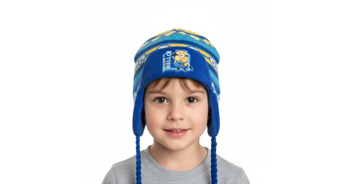 Chlapecká zimní pletená čepice  Mimoni - prodloužená