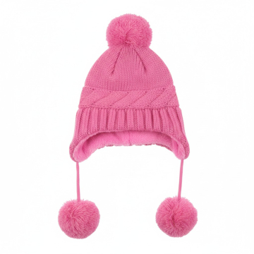 Dívčí pletená čepice s bambulemi Wolf