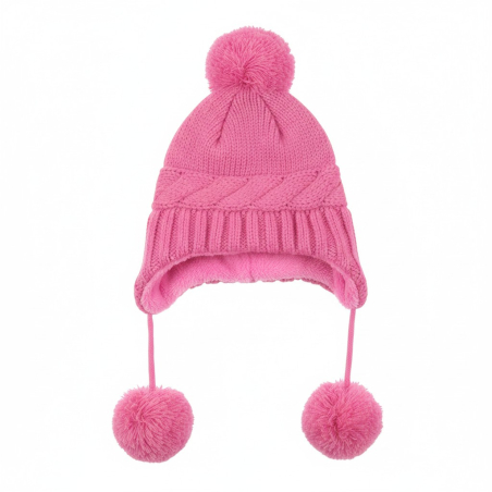 Dívčí pletená čepice s bambulemi Wolf