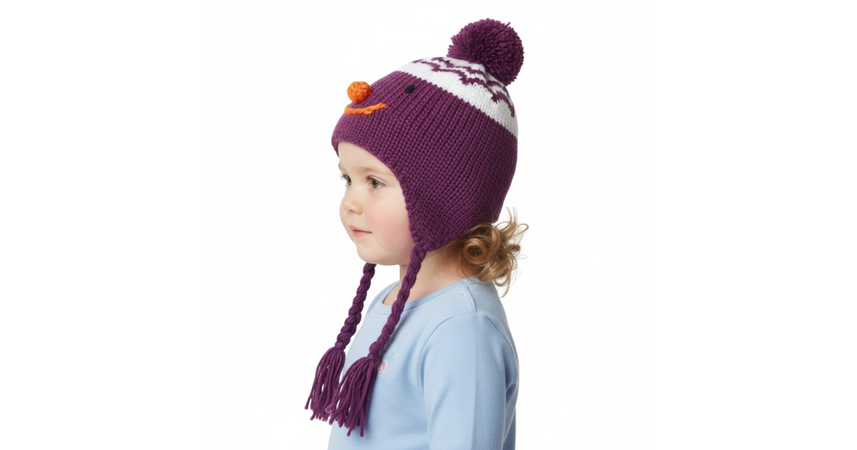 Dívčí zimní čepice pletená s bambulí